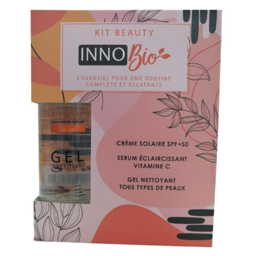InnoBio Kit Beauty Crème Solaire Spf50+, Sérum Eclaircissant Vitamine C et Gel Nettoyant - 1u
