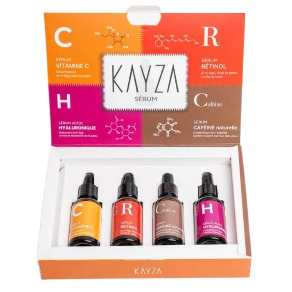 Kayza Coffret Eclat Serums Vitamine C Retinol Cafeine Acide Hyaluronique 1u