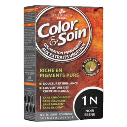 Les 3 Chênes Color et Soin Coloration Cheveux Permanente aux Extraits Végétaux - 1N - Noir Êbêne