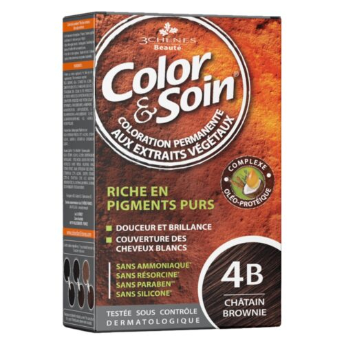Les 3 Chênes Color et Soin Coloration Cheveux Permanente aux Extraits Végétaux - 4B - Châtain Brownie