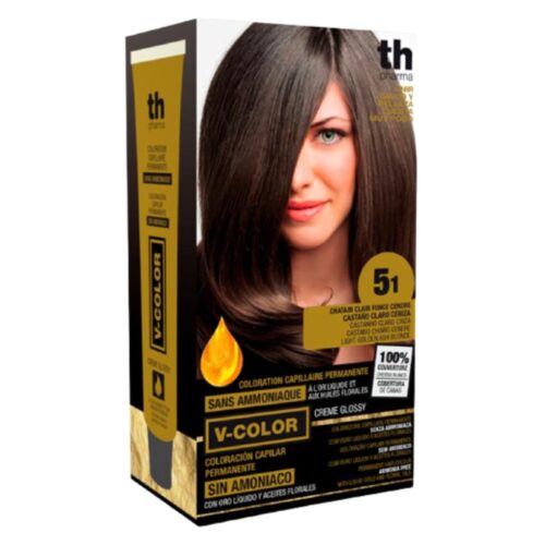 TH-Pharma Vitalia Color Coloration Capillaire sans Ammoniac - TH-Pharma N 5.1 - Châtain Clair Foncé Cendré