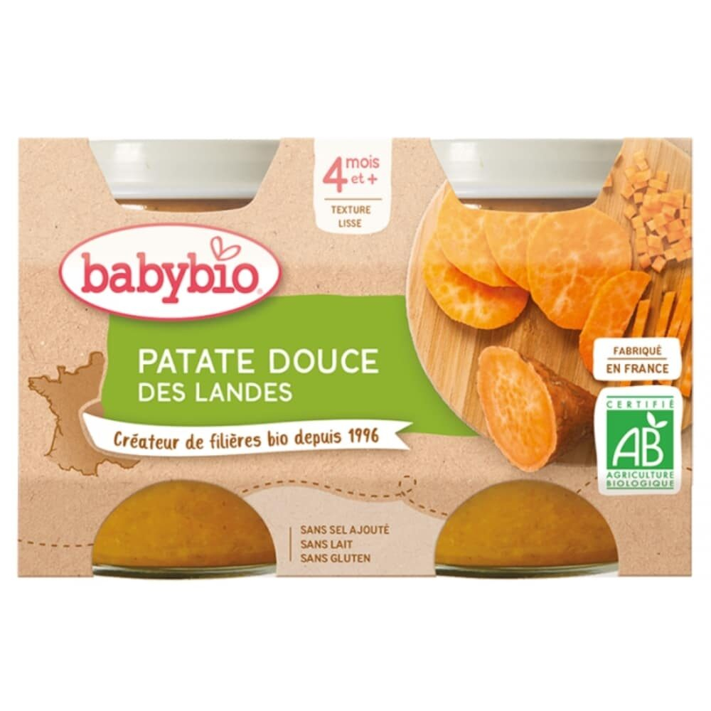 Babybio Pots De Patate Douce 4mois Bio 2x130g