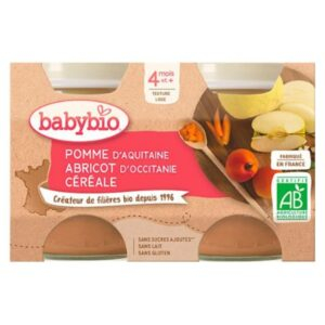 Babybio Pots De Pomme Abricot Et Cereale 4mois Bio 2x130g