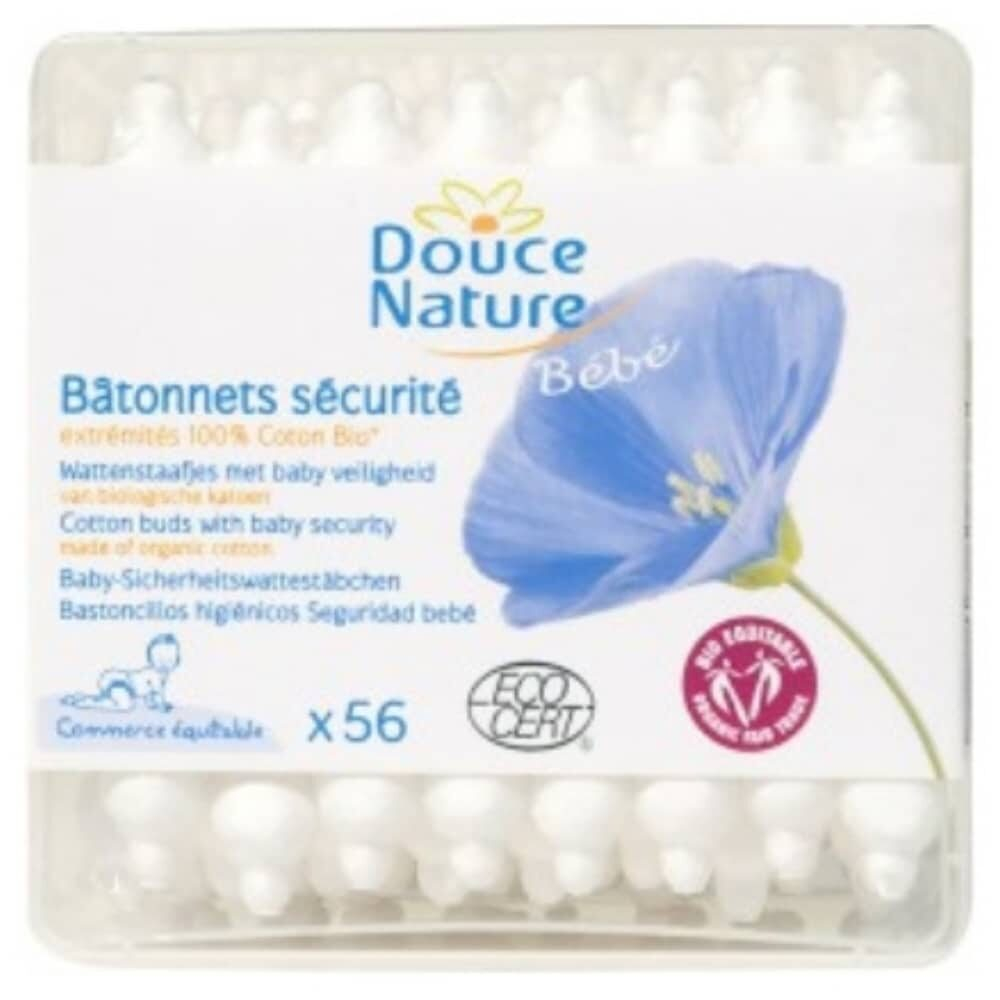 Douce Nature Bebe Batonnets Securite Coton Tiges Bio 56u