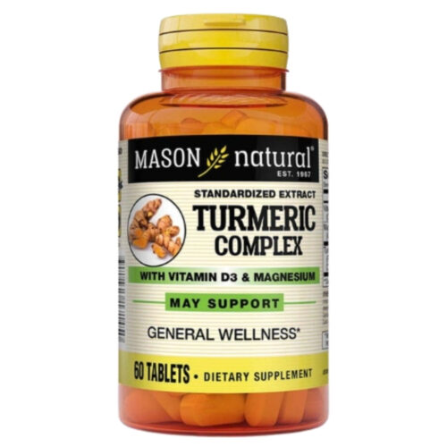 Mason Natural Complexe de Curcuma avec Vitamine D3 et Magnésium Santé Globale - 60 Comprimés