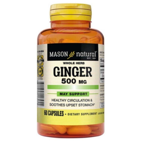 Mason Natural Gingembre 500mg Circulation et Estomac - 60 Gélules