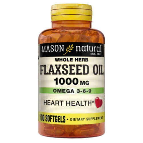 Mason Natural Huile de Graines de Lin 1000mg Omégas 3, 6 et 9 - 100 Gélules