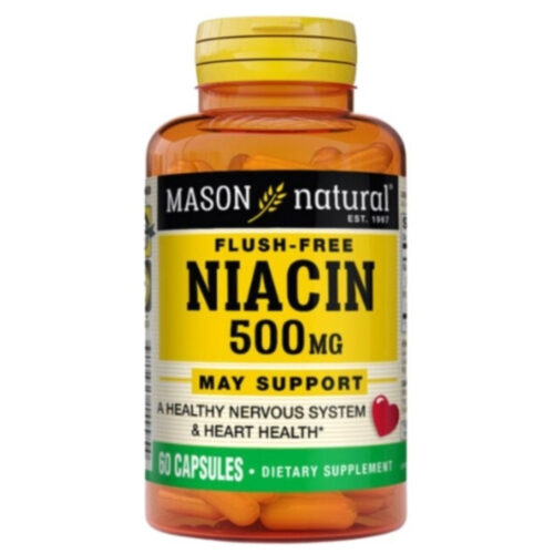 Mason Natural Niacine 500mg Système Nerveux et Santé du Cœur - 60 Gélules