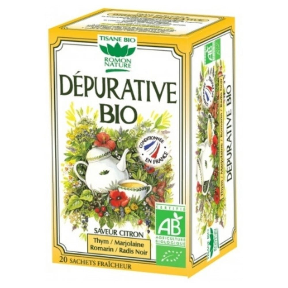 Romon Nature Tisane Depurative Thym Marjolaine Romarin Et Radis Noir Sachets Bio 20u