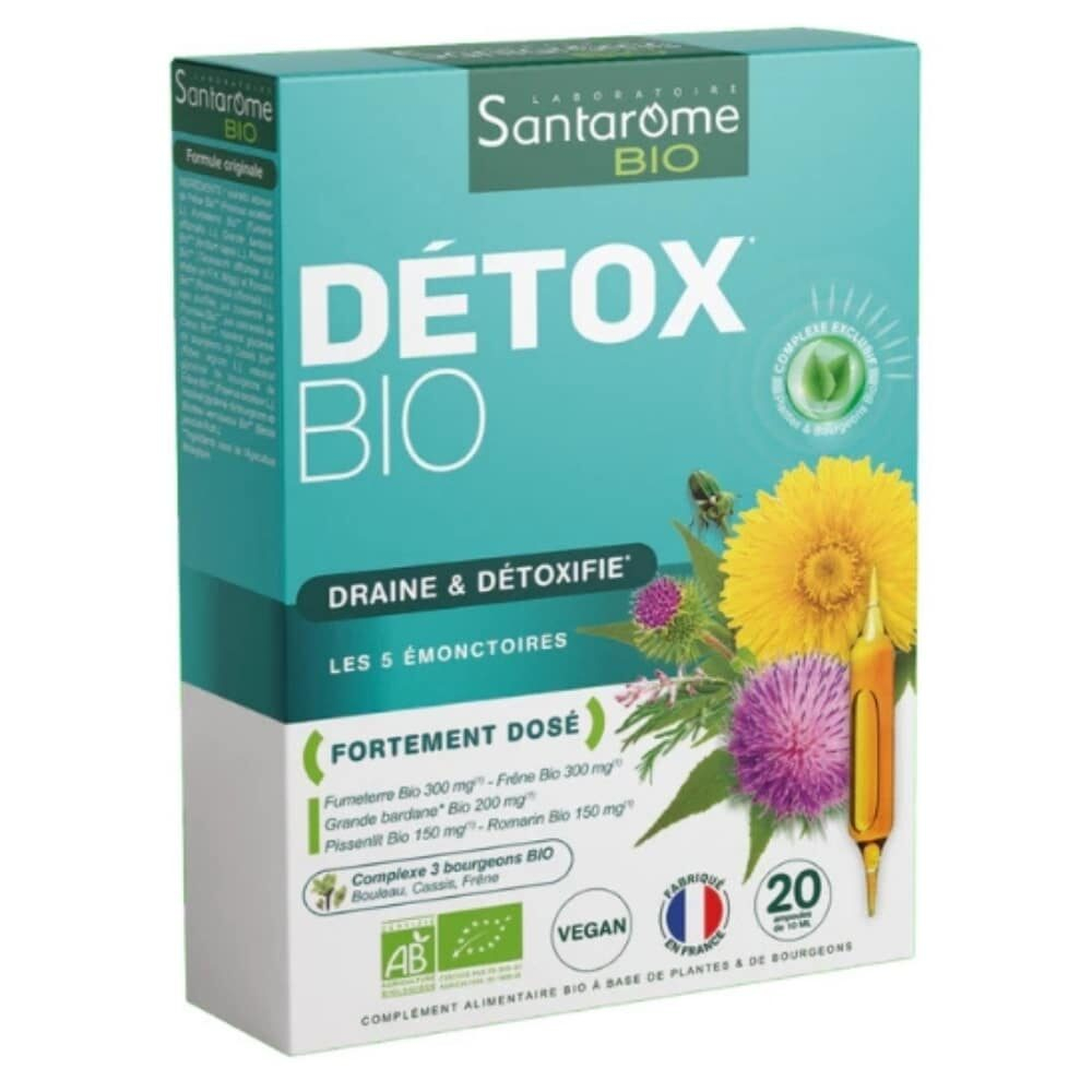 Santarome Bio Detox Draine Et Detoxifie Ampoules 20u