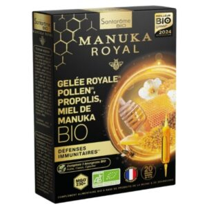 Santarome Bio Manuka Royal Gelee Royale Pollen Propolis Et Miel De Manuka Defenses Immunitaires Ampoules 20u
