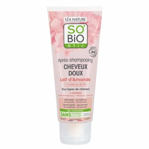 So Bio Apres Shampoing Cheveux Doux Lait D Amande Et Proteine De Riz Bio 200ml