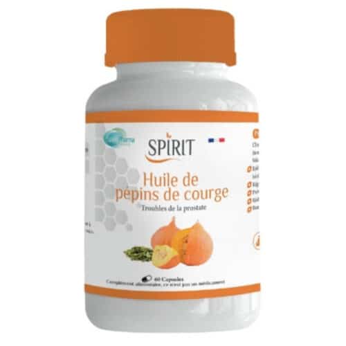 🕒 Spirit Pharma Huile de Pépins de Courge Troubles de la Prostate - 60 Capsules