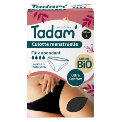 Tadam Culotte Menstruelle Lavable et Réutilisable Ultra Confort Flux Abondant - Taille L - Bio - 1u