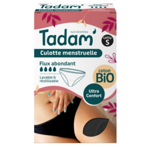 Tadam Culotte Menstruelle Lavable et Réutilisable Ultra Confort Flux Abondant - Taille S - Bio - 1u
