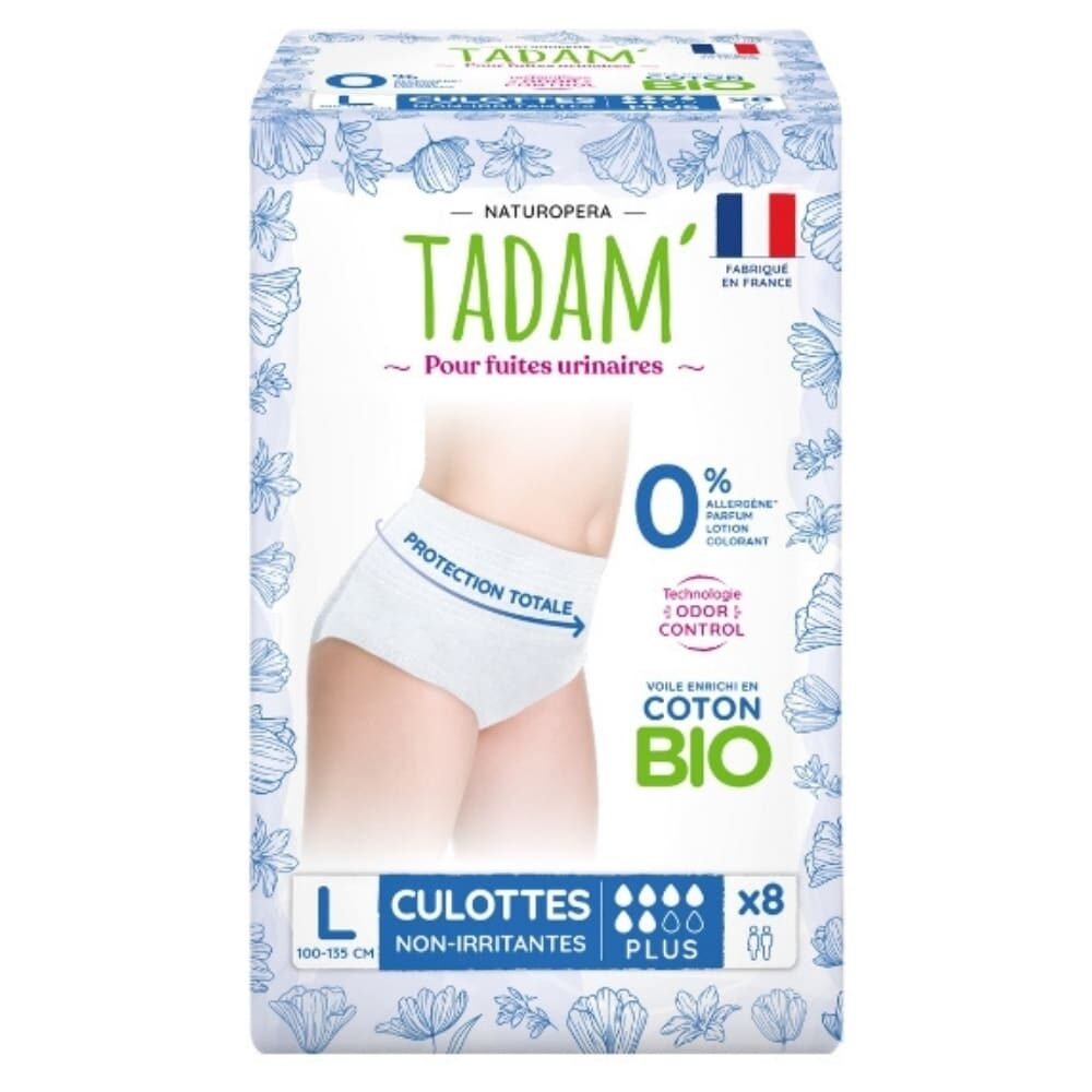 Tadam Fuites Urinaires Culottes Non Irritantes Bio Plus 70 110cm Taille L 8u