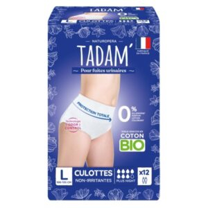 Tadam Fuites Urinaires Culottes Non Irritantes Bio Plus Night 100 135cm Taille L 12u
