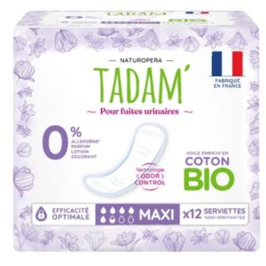 Tadam Fuites Urinaires Serviettes Non Irritantes Bio Maxi 12u
