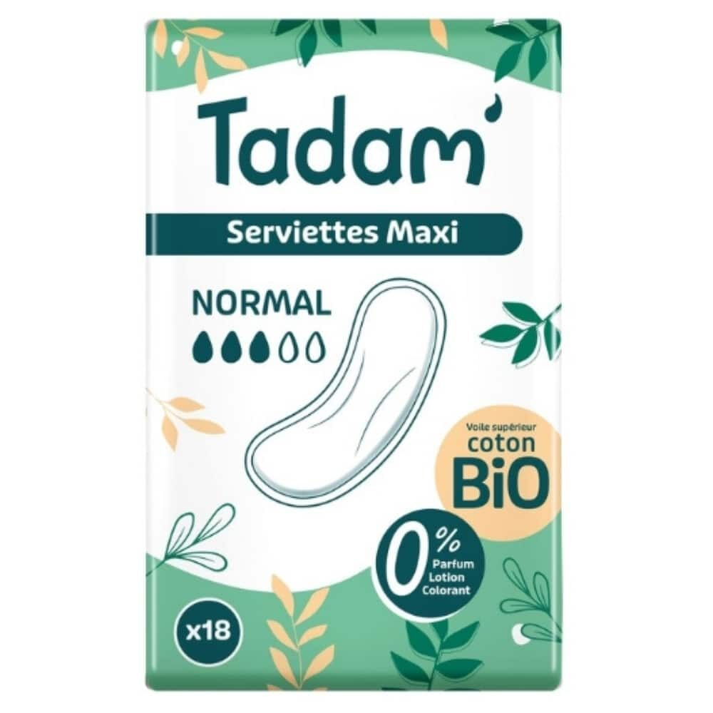 Tadam Serviettes Maxi Normal Bio 18u