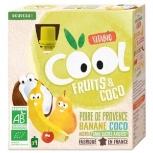 Vitabio Cool Fruits Et Coco Poire De Provence Banane Coco Et Acerola Bio 4x90g