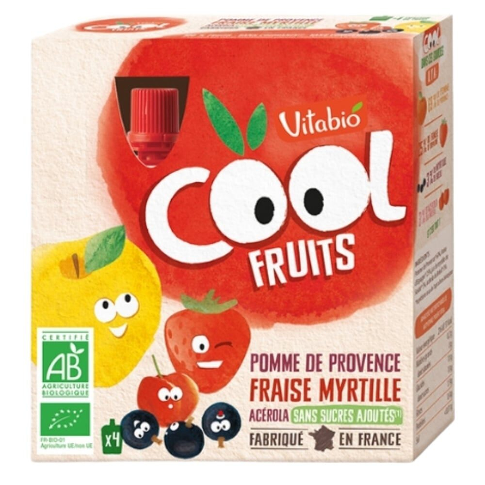 Vitabio Cool Fruits Pomme De Provence Fraise Myrtille Et Acerola Bio 4x90g
