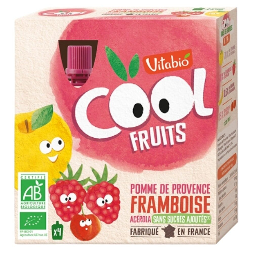 Vitabio Cool Fruits Pomme De Provence Framboise Et Acerola Bio 4x90g