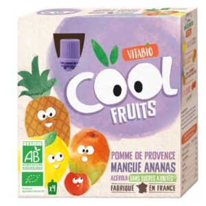 Vitabio Cool Fruits Pomme De Provence Mangue Ananas Et Acerola Bio 4x90g