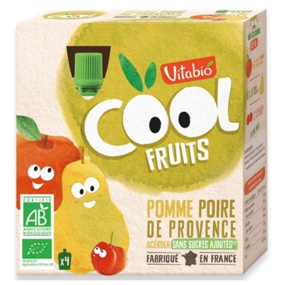 Vitabio Cool Fruits Pomme Poire De Provence Et Acerola Bio 4x90g
