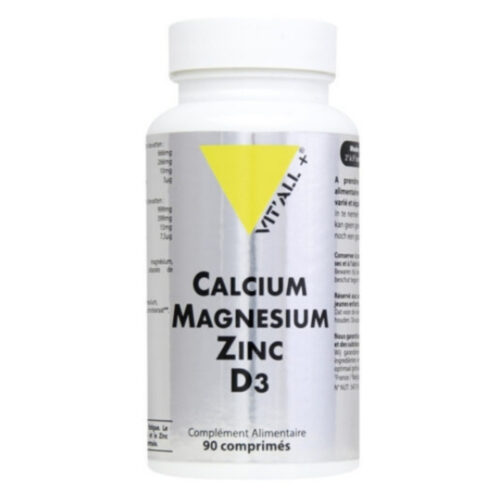 Vitall+ Calcium, Magnésium, Zinc et Vitamine D3 - 90 Comprimés
