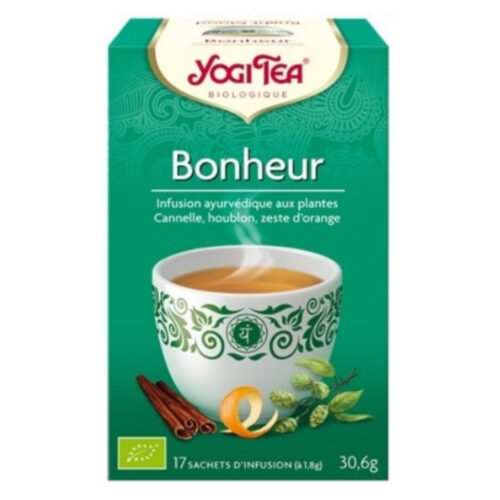 Yogi Tea Bonheur Infusion Ayurvédique Cannelle, Houblon et Zeste d'Orange Sachets Bio - 17u