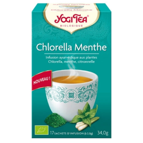 Yogi Tea Chlorella Menthe Infusion Ayurvédique Chlorella, Menthe et Citronnelle Sachets Bio - 17u