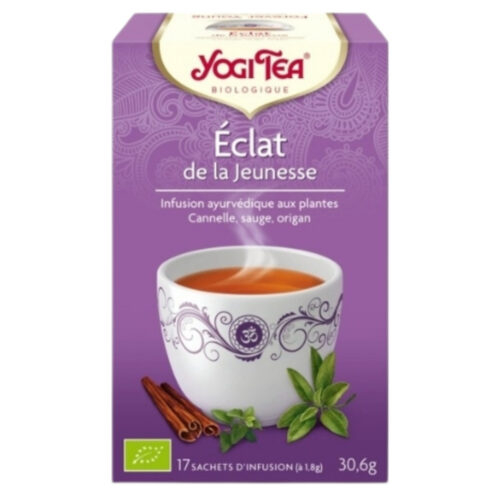 Yogi Tea Eclat de la Jeunesse Infusion Ayurvédique Cannelle, Sauge et Origan Sachets Bio - 17u