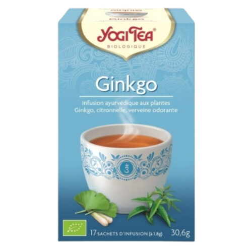 Yogi Tea Ginkgo Infusion Ayurvédique Ginkgo, Citronnelle et Verveine Odorante Sachets Bio - 17u