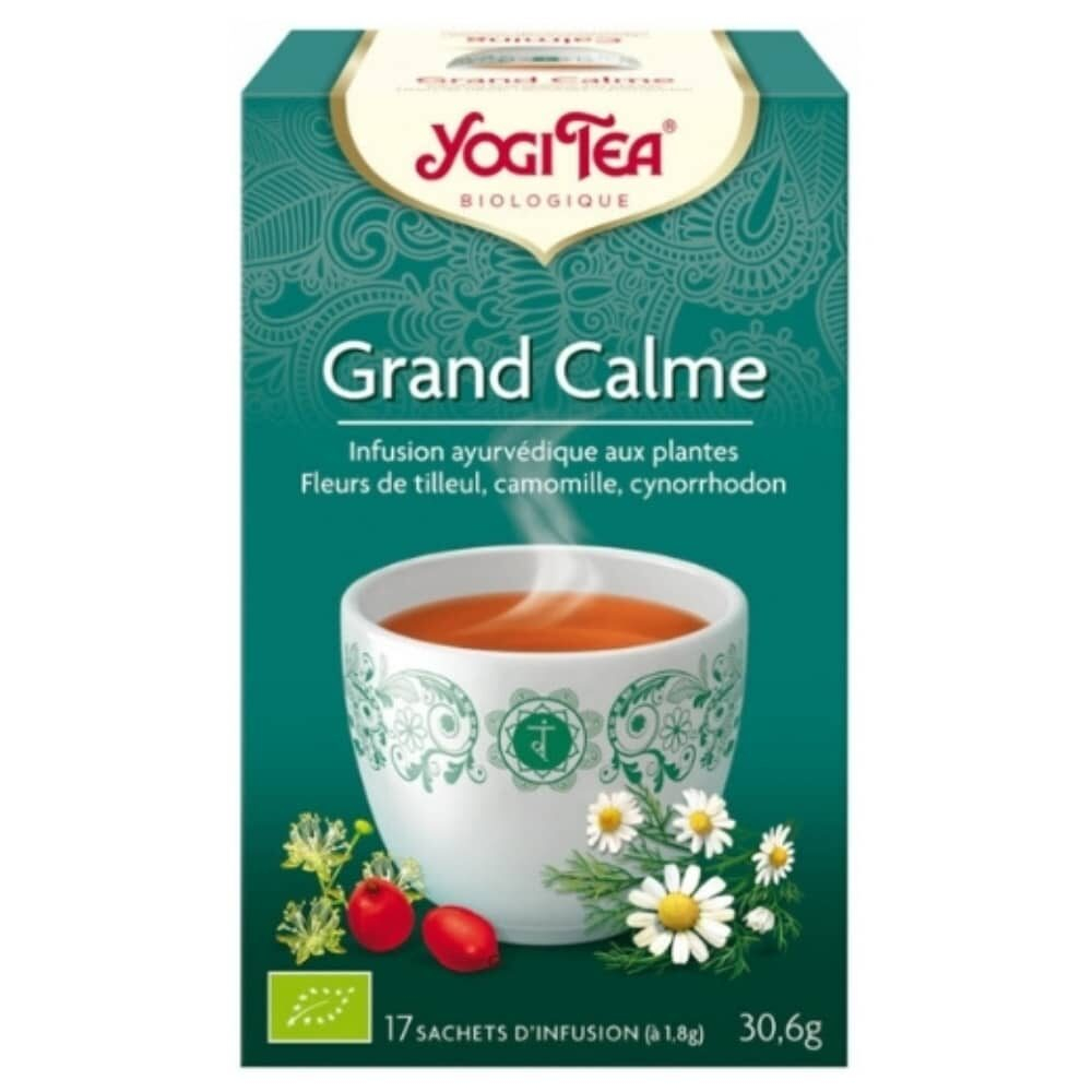 Yogi Tea Grand Calme Infusion Ayurvedique Fleurs De Tilleul Camomille Et Cynorrhodon Sachets Bio 17u