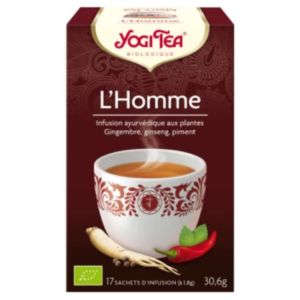 Yogi Tea L Homme Infusion Ayurvedique Gingembre Ginseng Et Piment Sachets Bio 17u