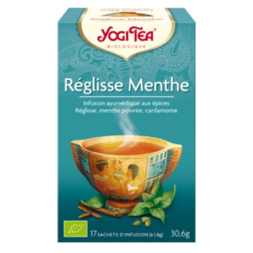 Yogi Tea Réglisse Menthe Infusion Ayurvédique Réglisse, Menthe Poivrée et Cardamome Sachets Bio - 17u