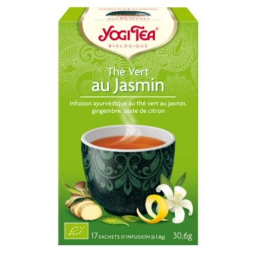 Yogi Tea Thé Vert au Jasmin Infusion Ayurvédique Thé Vert, Jasmin, Gingembre et Zeste de Citron Sachets Bio - 17u