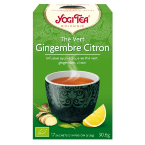 Yogi Tea Thé Vert Gingembre Citron Infusion Ayurvédique Thé Vert, Gingembre et Citron Sachets Bio - 17u
