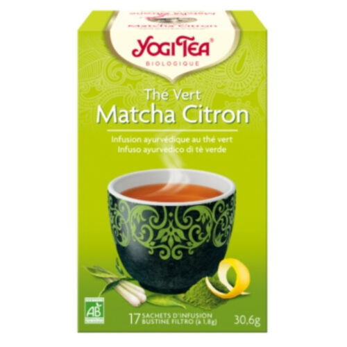 Yogi Tea Thé Vert Matcha Citron Infusion Ayurvédique Thé Vert, Matcha et Zeste de Citron Sachets Bio - 17u