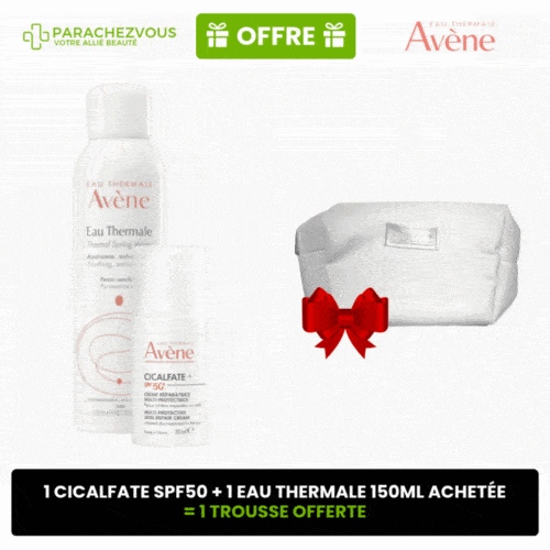 🎁 OFFRE BUNDLE 🎁 Avène 1 Cicalfate Crème Spf50 + 1 Eau thermale 150ml ACHETES = 1 Trousse Blanche OFFERTE