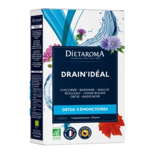 Dietaroma Drain Idéal Détox 5 Emonctoires Ampoules Haute Concentration Bio - 20u