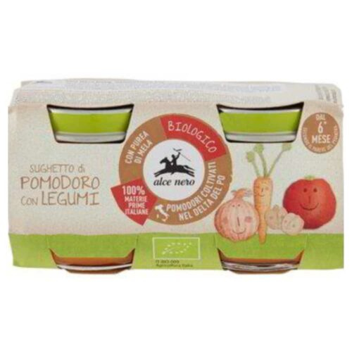 Alce Nero Pots De Tomate Aux Legumineuses 6mois Bio 2x80g