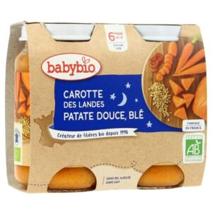 Babybio Pots Bonne Nuit Carotte Patate Douce Et Ble 6mois Bio 2x200g