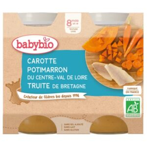 Babybio Pots De Carotte Potimarron Et Truite 8mois Bio 2x200g