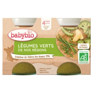 Babybio Pots De Legumes Verts De Nos Regions 4mois Bio 2x130g