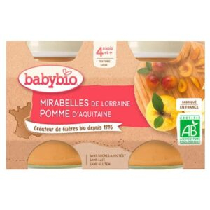 Babybio Pots De Mirabelles Et Pomme 4mois Bio 2x130g
