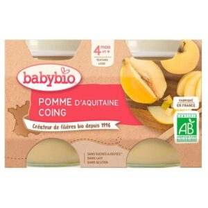 Babybio Pots Pomme Et Coing 4mois Bio 2x130g