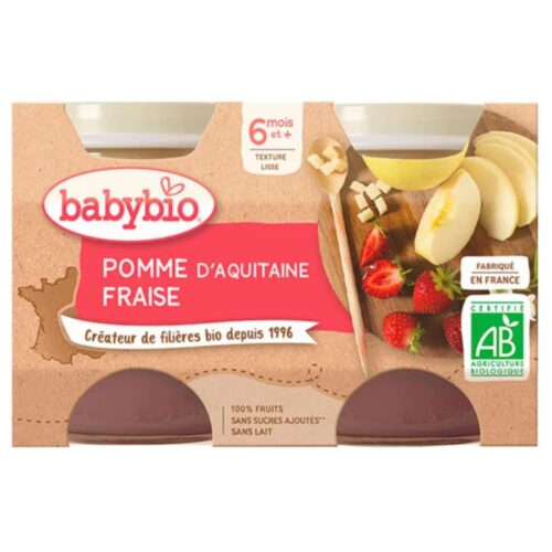 Babybio Pots Pomme Et Fraise 6mois Bio 2x130g