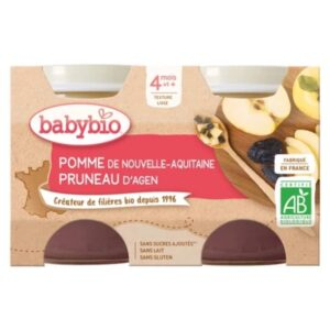 Babybio Pots Pomme Et Pruneau 4mois Bio 2x130g