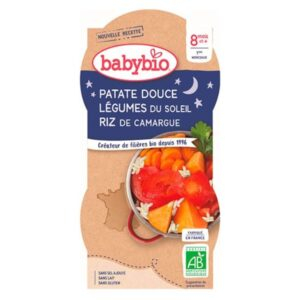 Babybio Repas Bonne Nuit Patate Douce Legumes Du Soleil Et Riz De Camargue 8mois Bio 2x200g